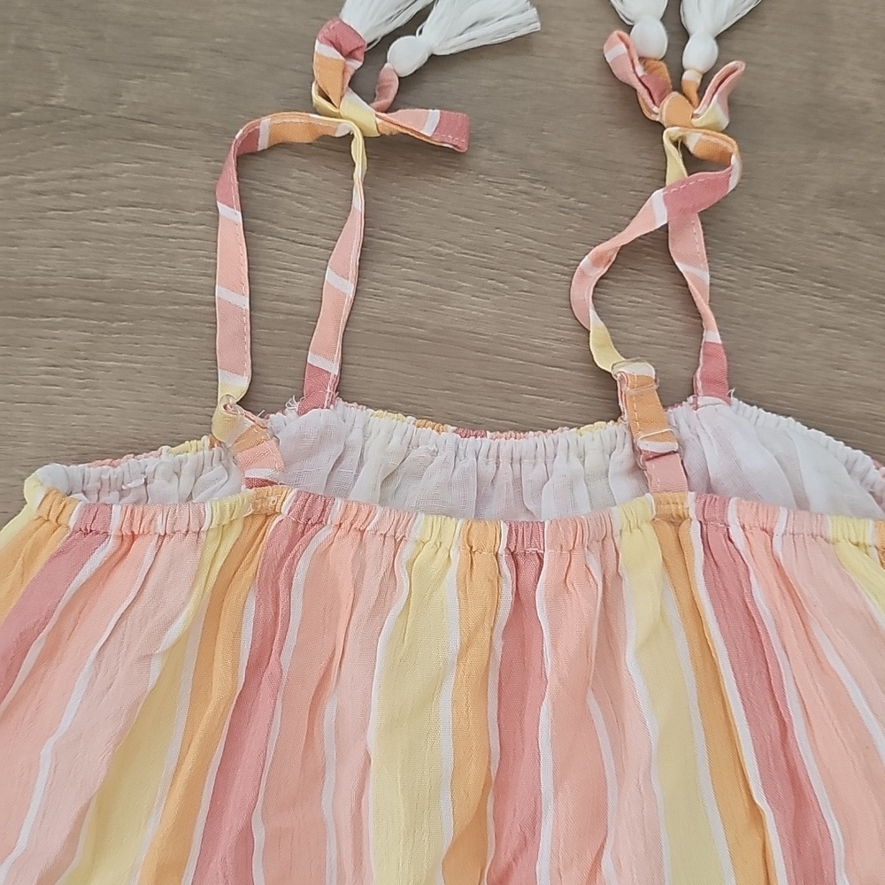 Jessica Simpson Pink and Yellow Striped Kids Dress Size 8 - Picture 5 of 6